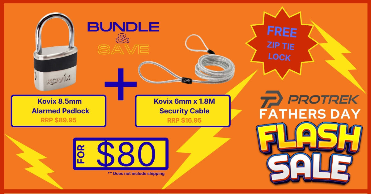 Kovix Alarmed Padlock Plus 6m Security Cable - Score a free Lock Zip tie