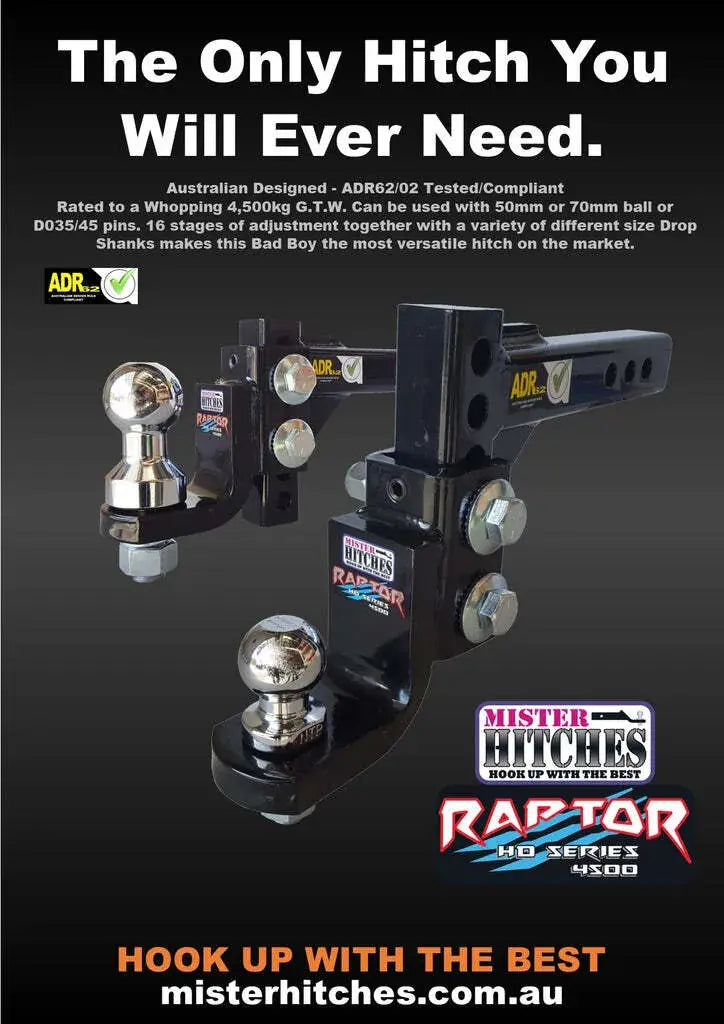 Mister Hitches Super Duty Adj Ball Mount Raptor 4.5T (mhabm45-1)