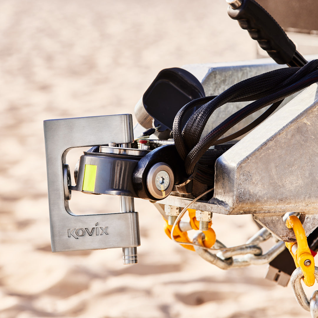 Alarmed Trailer Lock in use whilst on the beach