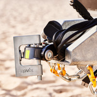 Alarmed Trailer Lock in use whilst on the beach