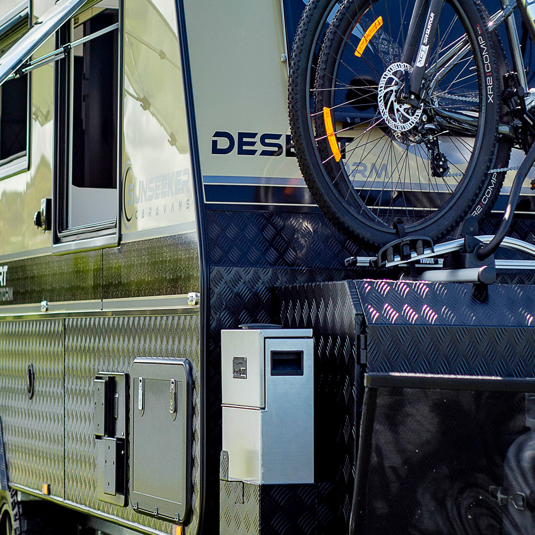 Protrek's Jerry Box set up on a Desert Storm Caravan